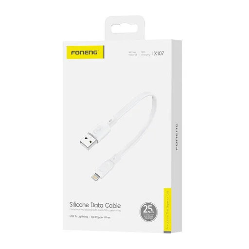 USB-A - USB-C Kábel Foneng X107 3A, 0,25m (fehér) - 2