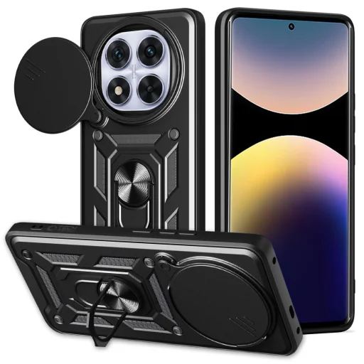  Techsuit - CamShield sorozat - Xiaomi Redmi Note 14 Pro 4G / Poco F7 - Fekete tok - 1