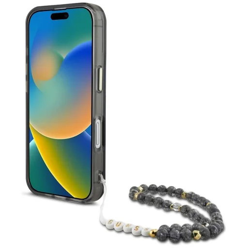  iPhone 16 GUESS fekete tok MagSafe kompatibilis GUHMP16SHPCTPLSK (IML pálmafák háromszög gyöngyszíjjal) - 3