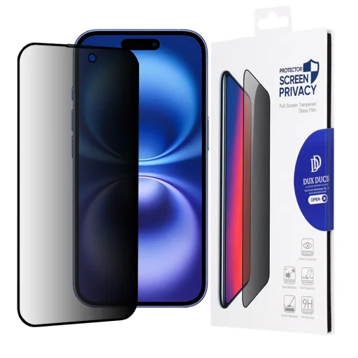  Dux Ducis - Edzett üveg képernyővédő adatvédelmi funkcióval - iPhone 16 - Fekete üvegfólia - 1
