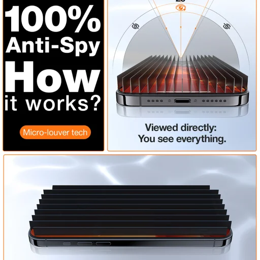 Torras - GlassGo Epic Privacy - iPhone 15 Pro Max - Fekete üvegfólia - 7