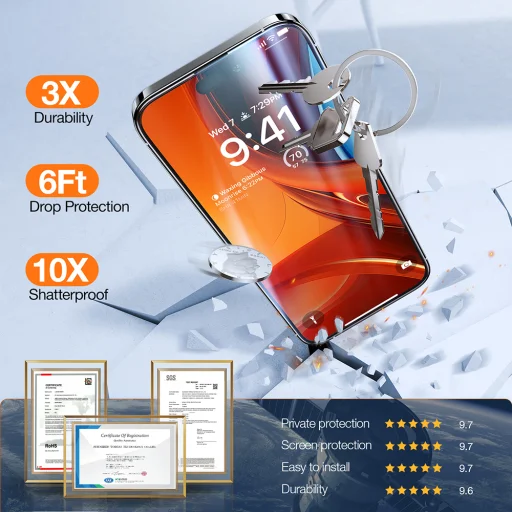 Torras - GlassGo Epic Privacy - iPhone 15 Pro Max - Fekete üvegfólia - 2