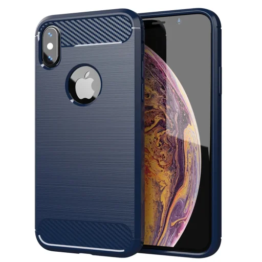  Techsuit - Karbon Szilikon - iPhone XS Max - Kék tok - 1
