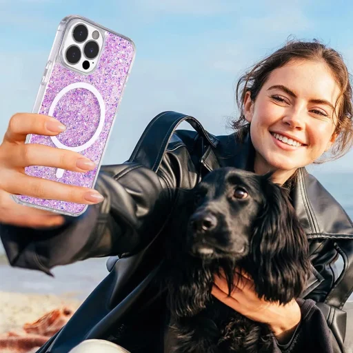  Techsuit - Csillogó Fényes MagSafe - iPhone 16 Plus - Lila tok - 6