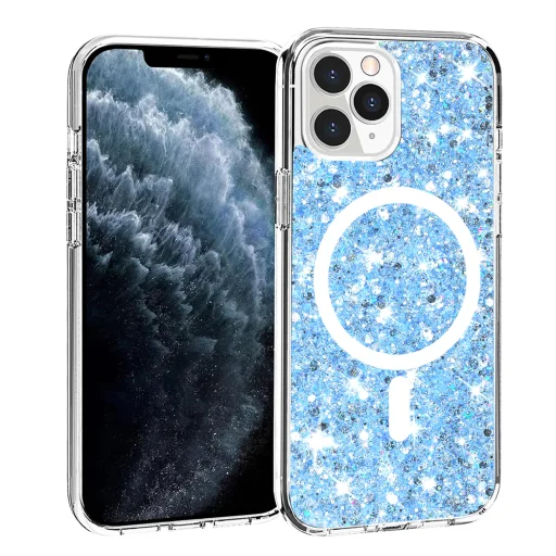  Techsuit - Csillogó Fénylő MagSafe - iPhone 11 Pro Max - Kék tok - 1