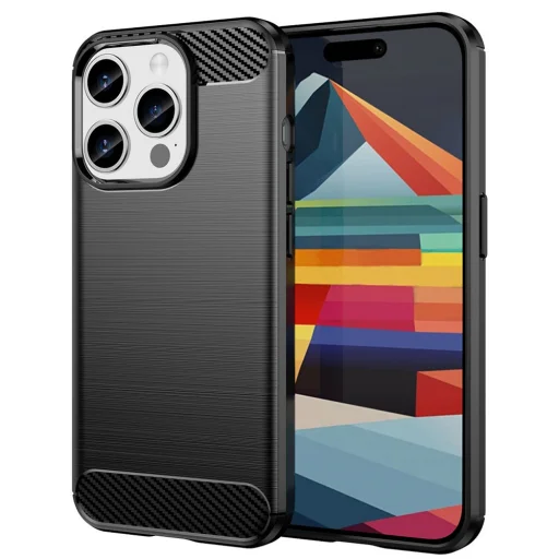  Techsuit - Karbon Szilikon - iPhone 15 Pro Max - Fekete tok - 1