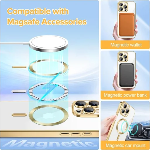  Techsuit - Luxus Kristály MagSafe - iPhone 15 Pro Max - Arany tok - 4