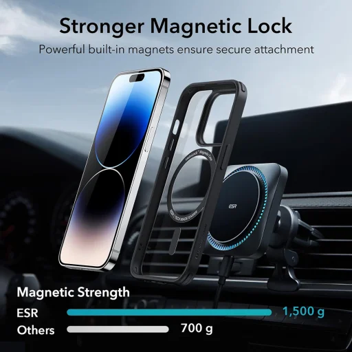  iPhone 15 Pro Max Áttetsző Szürke ESR Klasszikus Hibrid HaloLock tok - 3