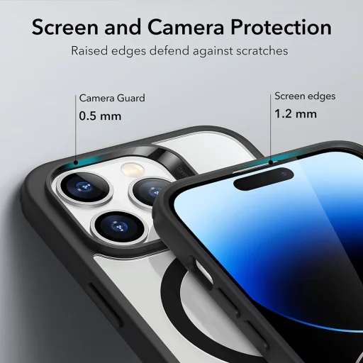  iPhone 15 Pro Max Áttetsző Szürke ESR Klasszikus Hibrid HaloLock tok - 7