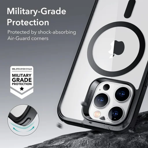 iPhone 15 Pro Max Áttetsző Szürke ESR Klasszikus Hibrid HaloLock tok - 4