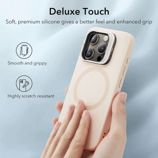  iPhone 15 Pro Világos Barna ESR Felhőpuha HaloLock Kitámasztó tok - 2