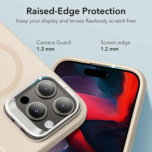  iPhone 15 Pro Világos Barna ESR Felhőpuha HaloLock Kitámasztó tok - 6