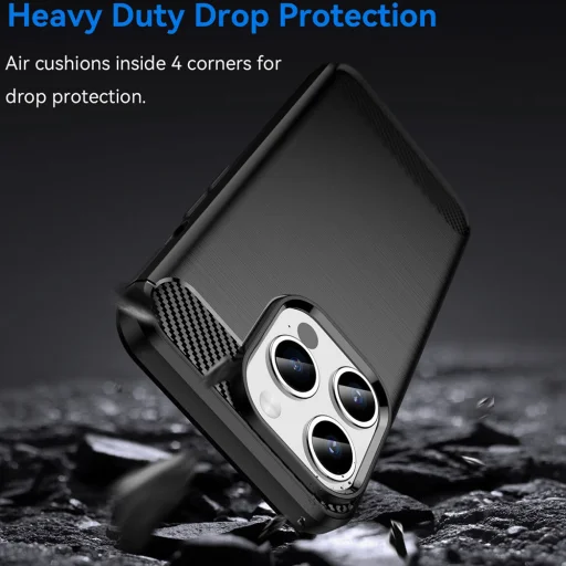  Techsuit - Karbon Szilikon - iPhone 15 Pro Max - Fekete tok - 4