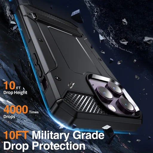  Techsuit - Hibrid Páncél Kitámasztó - iPhone 15 Pro - Kék tok - 4