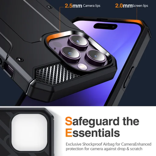  Techsuit - Hibrid Páncél Kitámasztó - iPhone 15 Pro - Kék tok - 5