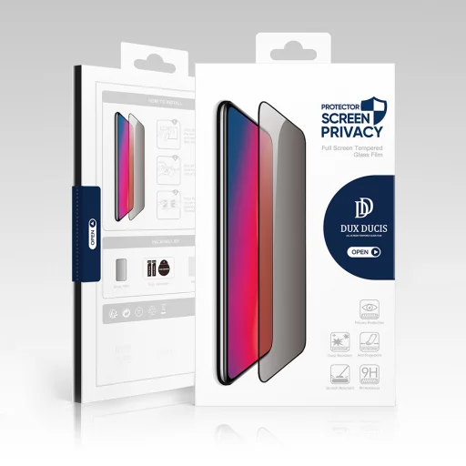  Dux Ducis - Edzett Üveg Adatvédelmi (Privacy) Kijelzővédő - iPhone 15 Pro Max - Fekete üvegfólia - 6