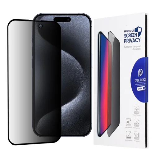  Dux Ducis - Edzett üveg képernyővédő (prájló) - iPhone 15 Pro - Fekete üvegfólia - 1
