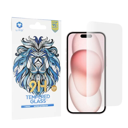  Lito - 2.5D Klasszikus Üveg - iPhone 15 - Átlátszó üvegfólia - 1