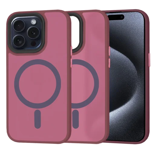  Techsuit - HaloFrost MagSafe sorozat - iPhone 15 Pro - Bordeaux tok - 1