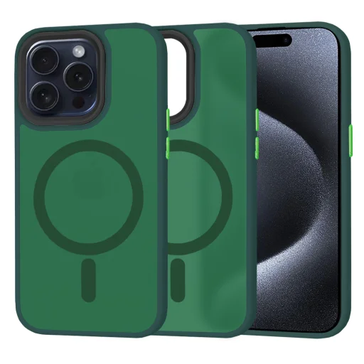  Techsuit - HaloFrost MagSafe sorozat - iPhone 15 Pro - Éjféli zöld tok - 1