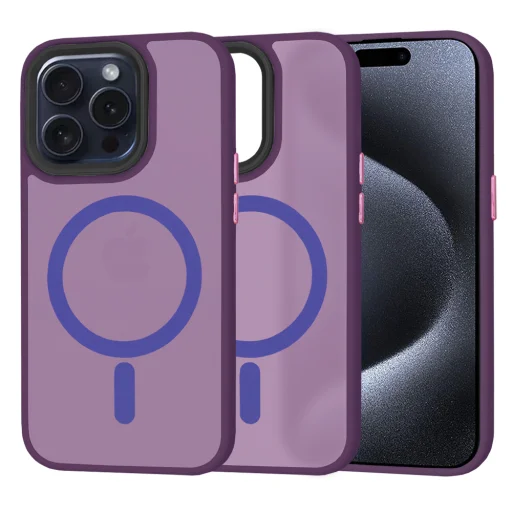  Techsuit - HaloFrost MagSafe sorozat - iPhone 15 Pro - Mély lila tok - 1