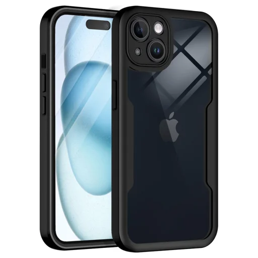  Techsuit - ColorVerse 360 Sorozat + Kijelzővédő - iPhone 15 Plus - Fekete tok - 1