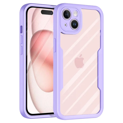  Techsuit - ColorVerse 360 Sorozat + Képernyővédő - iPhone 15 Plus - Lila tok - 1
