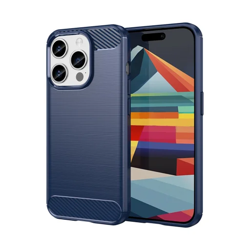  Techsuit - Karbonszilikon - iPhone 15 Pro Max - Kék tok - 1