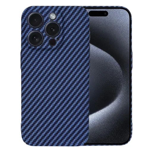  Techsuit - Karbonit Szálburkolat - iPhone 15 Pro - Cián tok - 1