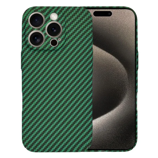  Techsuit - Carbonit Szálhéj - iPhone 15 Pro Max - Zöld tok - 1