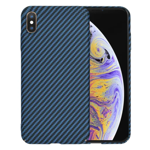  Techsuit - Karbonit Szálhéj - iPhone XS Max - Ciánkék tok - 1