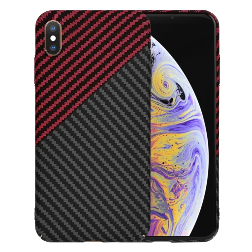  Techsuit - Karbonit Szálhéj - iPhone XS Max - Vörös Vortex tok - 1