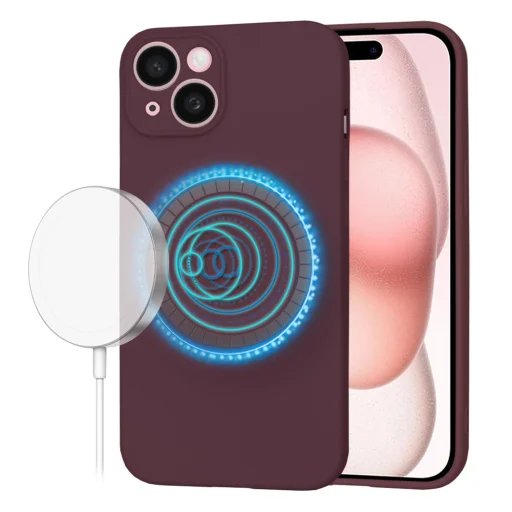  Techsuit - SoftFlex MagSafe - iPhone 15 - Szilvavörös tok - 1