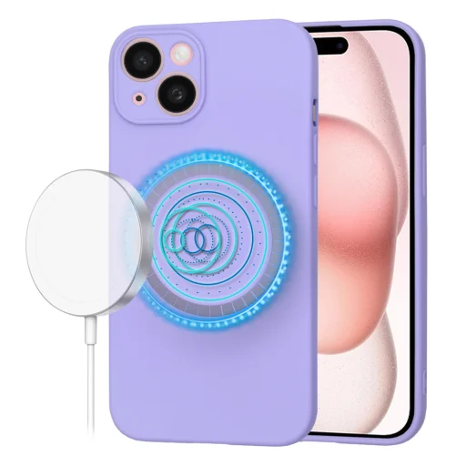  Techsuit - SoftFlex MagSafe - iPhone 15 - Világoslila tok - 1
