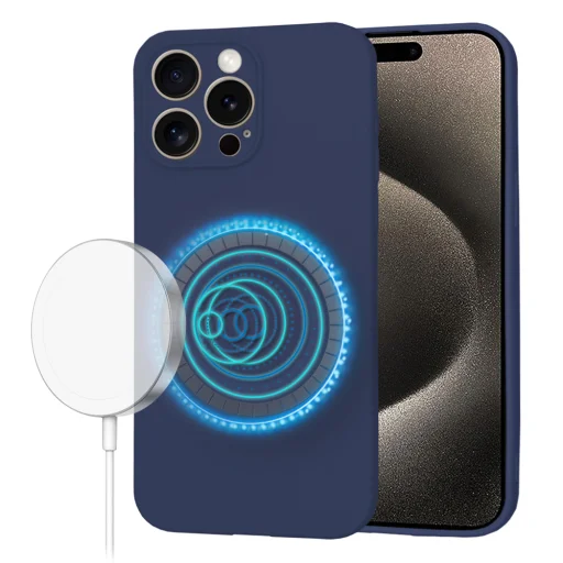  Techsuit - SoftFlex MagSafe - iPhone 15 Pro Max - Sötétkék tok - 1