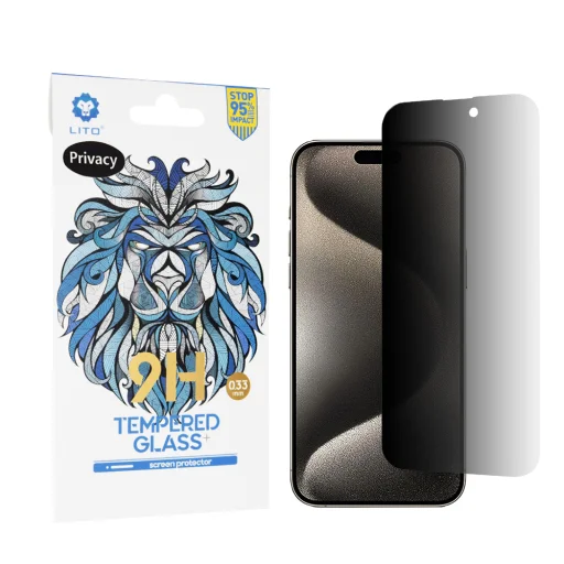  Lito - 2.5D Klasszikus Üveg - iPhone 15 Pro Max - Adatvédelmi üvegfólia - 1