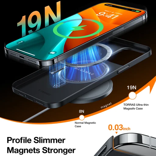 Torras - OriginFit-Mag Sorozat - iPhone 15 Pro - Fekete tok - 5