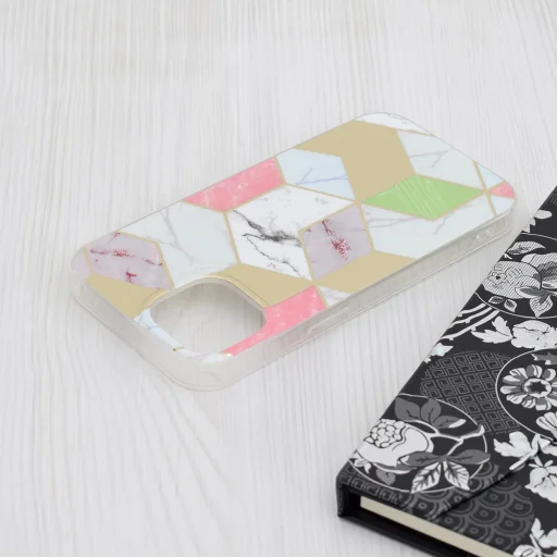  Techsuit - Márvány Sorozat - iPhone 15 - Lila Hex tok - 4