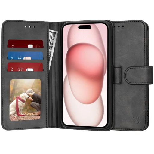  Techsuit - Napló könyv - iPhone 15 - Fekete tok - 1