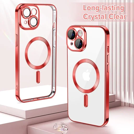  Techsuit - Luxus Kristály MagSafe - iPhone 15 - Piros tok - 2