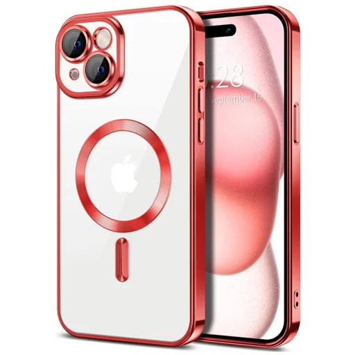  Techsuit - Luxus Kristály MagSafe - iPhone 15 - Piros tok - 1