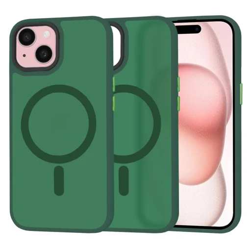  Techsuit - HaloFrost MagSafe Sorozat - iPhone 15 - Éjféli Zöld tok - 1