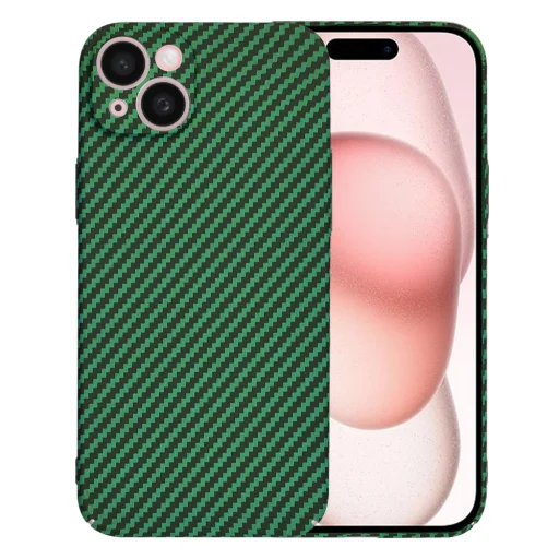  Techsuit - Karbonit Szénhéj - iPhone 15 - Zöld tok - 1