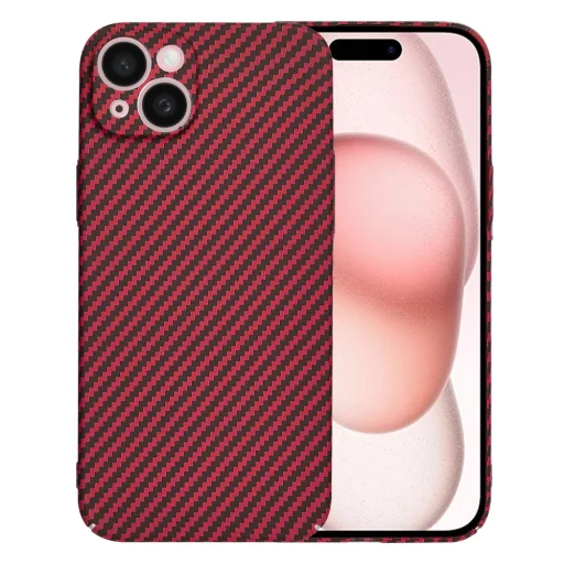  Techsuit - Karbonszálas héj - iPhone 15 - Piros tok - 1