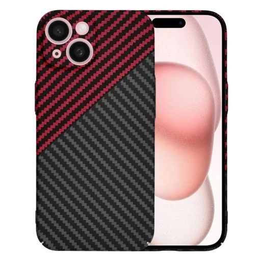  Techsuit - Karbonit Szálhéj - iPhone 15 - Vörös Vortex tok - 1