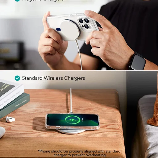  Samsung és iPhone Kék ESR HaloLock adapter (2 darab) - Kompatibilis a MagSafe vezeték nélküli töltéssel, univerzális telefontartó gyűrű - 3