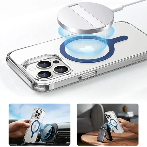  Samsung és iPhone Kék ESR HaloLock adapter (2 darab) - Kompatibilis a MagSafe vezeték nélküli töltéssel, univerzális telefontartó gyűrű - 4