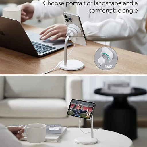  ESR - Vezeték nélküli töltő HaloLock Shift - Állvány levehető mágneses paddal, MagSafe kompatibilis - Fehér - 2