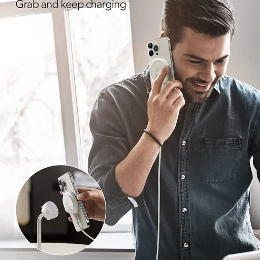  ESR - Vezeték nélküli töltő HaloLock Shift - Állvány levehető mágneses paddal, MagSafe kompatibilis - Fehér - 5