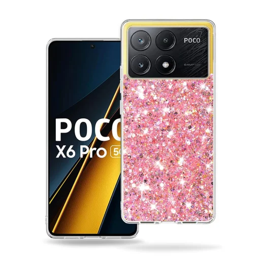  Techsuit - Csillogó Glitter - Xiaomi Poco X6 Pro - Rózsaszín tok - 1